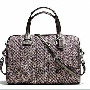 COACH Taylor Snake Print Top Handle Satchel Handbag #F26037 Gunmetal
